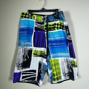 Burnside Men's Blue Green Boardshorts Size: 32 Beach Resort Surf!